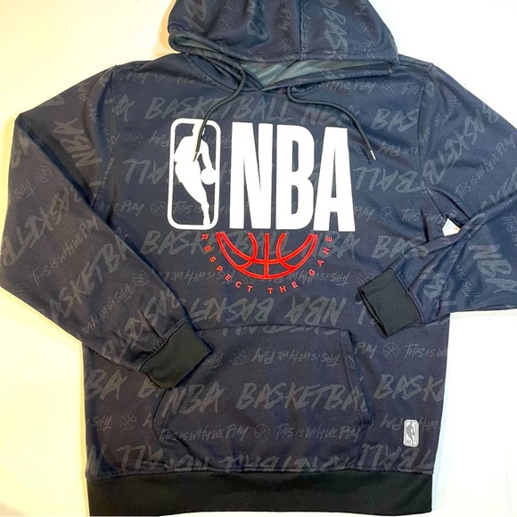 Vtg NBA Black Men’s Hoodie “Respect The Game” Pullover Basketball Sz Large - Picture 1 of 10